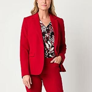 Vintage Liz Claiborne Wool Blend Crest Blazer Red Size 16